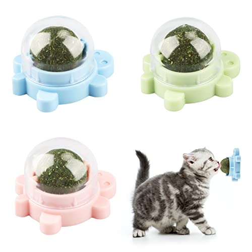 Lot de 3 balles d'herbe à chat pour chat - Jouet d'herbe à chat - Jouet pour chat - Jouet d'herbe à chat - Jouet pour chaton - Boule rotative naturelle Cover