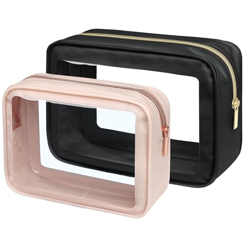 PACKISM 2 Pack Clear Makeup Bag Set (1 Large 1