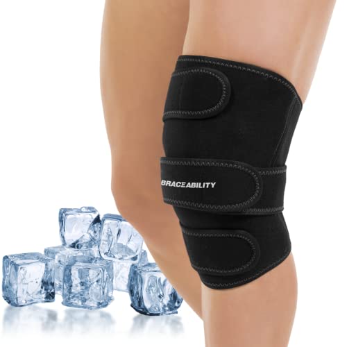 Image of BraceAbility Ice Pack for Knee - Cold and Hot Therapy Compression Gel Wrap Brace for Men and Women's Post-Surgery Support, Kneecap Swelling, Torn Meniscus, Tendonitis, OA Pain Relief (One Size)