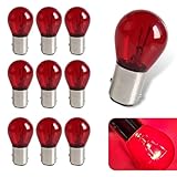 GRANDI 10 PCS 1157 Car Brake Light Bulb, P21/5W BAY15D Dual Contact Halogen Lamp Replacement, Universal Tail Light, for Most Cars, Trucks and Vans (Red)