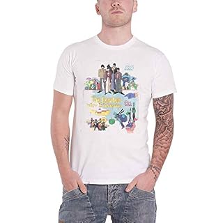 The Beatles T Shirt Yellow Submarine Vintage Movie Affiche Officiel Homme Blanc - Les Beatles, Paul McCartney, John Lennon, RIngo Starr, George Harrison