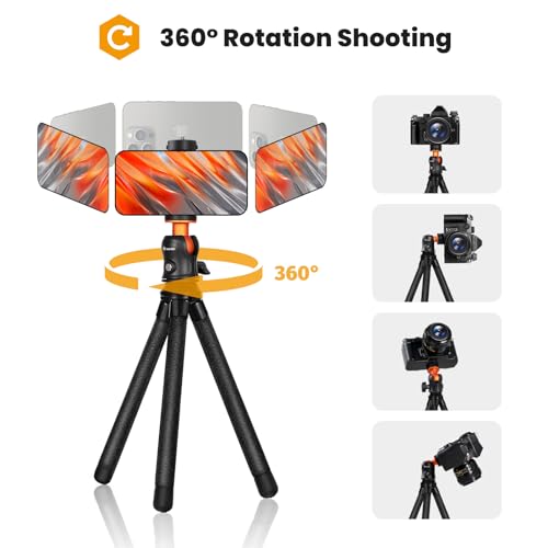 TARION Flexible Phone Tripod Stand - Mini Desk Tripod Stand with Hidden Phone Clamp 1/4" Screw Adapter Stable Portable Multifunctional for Smartphone Camera Vlog Live Stream Travel Selfie Stand MDS-01 - Image 4