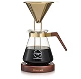 Osaka, Pour Over Coffee Brewer – Large Capacity, Pourover Coffee Maker With Titanium Coated Gold Filter And Wood Stand – Complete Set Needed To Brew Pour-Over Coffee – 6 Cups, (30oz./900ml) Capacity