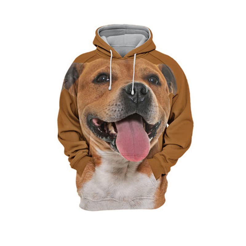 Sweat à capuche Staffordshire Bullterrier pull décontracté balade chien marron