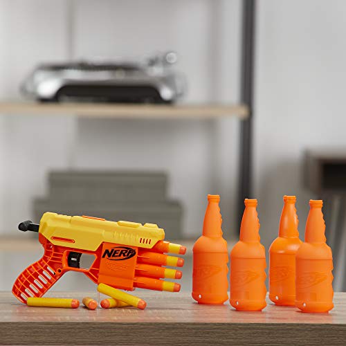 Image of Nerf N-Strike Nano Fire, Blue & Fang Qs-4 Targeting Set (Includes Toy Blaster, 4 Half-Targets, and 8 Official Elite Darts for Kids, Teens, Adults)