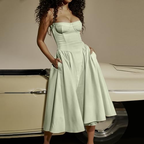 Robe d'été sans manches dos nu avec bandage ajustable - 2