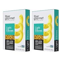 Fiber Gourmet Low Net Carb Pasta Elbow Macaroni - Keto Friendly, High Fiber, Low Calorie Italian Made Noodles - Vegan, Non-GMO, Kosher - 48% Fewer Calories Than Regular - 2 Pack