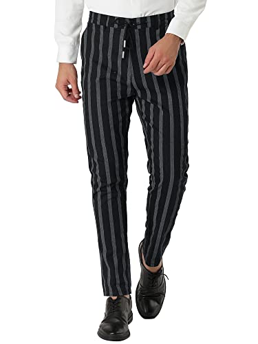 Lars Amadeus Men's Casual Striped Dress Pants Slim Fit Flat Front Contrast Color Skinny Trousers
