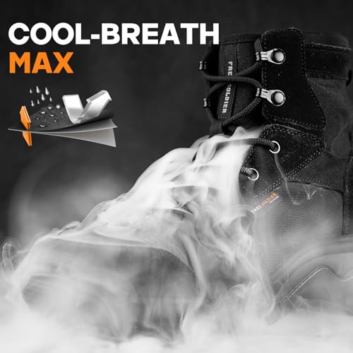 FREE SOLDIER Men's Tactical Hiking Boots 6 Inches Lightweight Breathable Work Boots Military Desert Boots(Black 10) 5