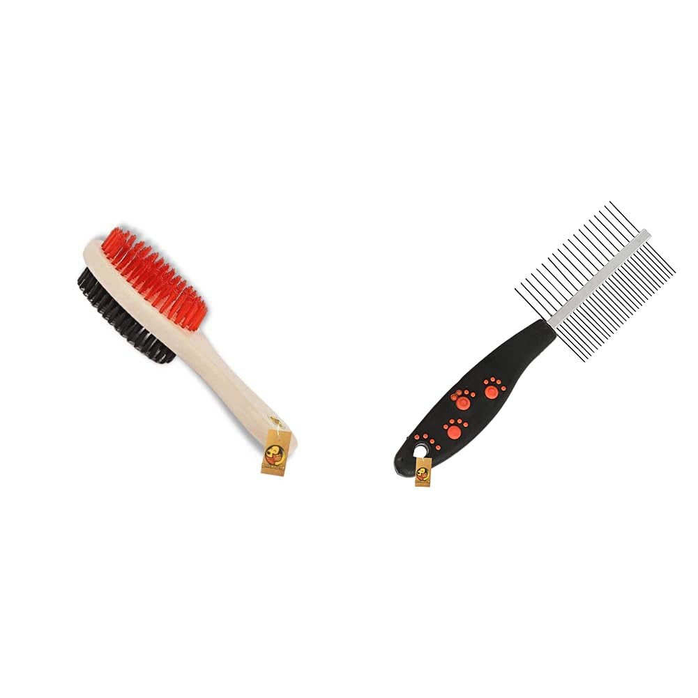 Foodie Puppies Double Sided Wooden Handle Double Sided Brush for Dogs(Soft Brush) & Double Side Steel Needles Comb for Dogs and Cats - (Paw Dual Comb) (B0CDDQ6YNQ) Amazon Price History, Amazon Price Tracker