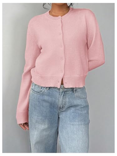 Image of SOLY HUX Women's Button Down Cropped Lightweight Cardigan Sweater Cute Fall Fashion 2026