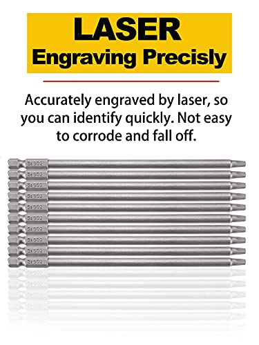 Rocaris 10Pcs 1/4 Inch Hex Shank Long Magnetic Square Head Screwdriver Bits Set Power Tools Sq2 For Poket Hole Jig- 6 Inch Length #TOP4