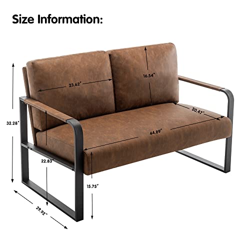 HAOBO Home Brown PU Leather Settee