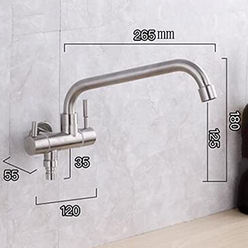 Robinet de cuisine mural eau froide inox évier moderne - 3