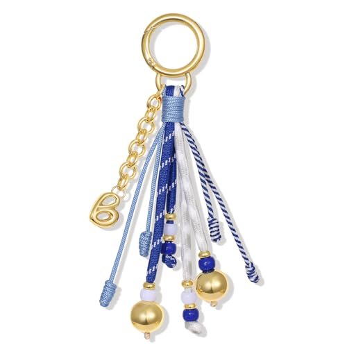 KissYan Initial Bag Charm for Women, Rope Purse Charms, Blue, Letter B