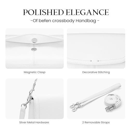 Image of befen Genuine Leather Small Crossbody Bags for Women, RFID Leather Purse | Small Crossbody Purse with Built in RFID Wallet,Trendy Cell Phone Purse Shoulder Handbag