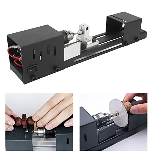 Fockety Mini Torno de Madera, Torno de Madera Ajustable de 7 Velocidades, Herramienta de Torno de Metal de 8000RPM para Cuentas, Joyería, Artesanías, para Hoja de Sierra de 50mm/1.97in