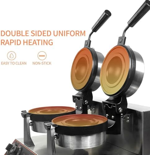 Ice Cream Waffle Maker, Electric Burger Maker Machine, Non-Stick Electric Panini Press, Hamburger Waffle Maker Sandwich Press, Dual-Sided Heating, for Household & Commercial Use