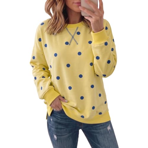 Polka Dot Sweatshirt for Women Color Block Y2K Crew Neck Sweatshirt No Hood - image 1