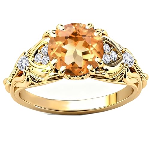 Image of Gemstone Vintage Rings for Women s925 Sterling Silver Round Cut 1.0 Carat Gemstone with Moissanite Promise Engagement Anniversary Ring for Her