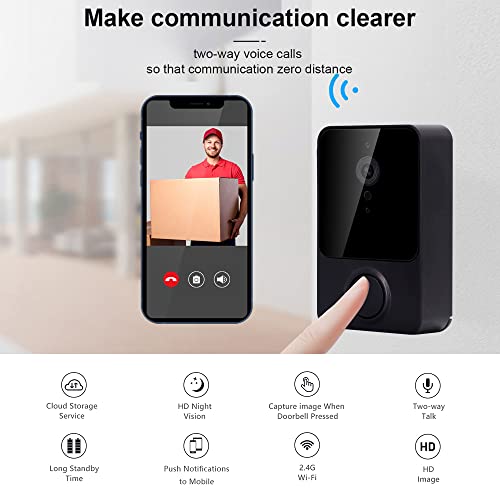 Jethrora Smart Video Campainha sem fio Câmera HD PIR Detecção de Movimento Alarme IR Campainha de Se