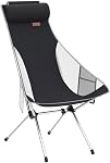 Nice C Camping Chair, Backpacking Chair, Travel Chair, Folding Chair High Back, Compact & Heavy Duty Outdoor, Travel, Picnic, Festival with 2 Side Pockets, Pillow &Carry Bag (Set of 2 Dark)