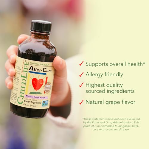 CHILDLIFE ESSENTIALS Aller-Care - Natural Grape Relief for Kids & Toddlers, Seasonal Support with Elderberry, Bromelain, Vitamin C - Immune Boosting Formula, 4 Fl Oz - Thumbnail 6