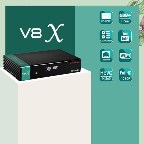 image for VTNIU V8X Digital Satellite tv hd Receiver DVB-S/S2/S2X, 1080P Free FT