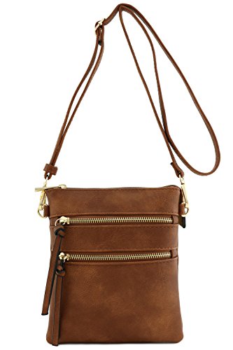 Image of Isabelle Small Lightweight Shoulder Bag for Women, Mini Multi Zipper Pocket Crossbody Handbag with Adjustable strap
