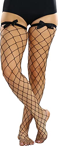 Image of ToBeInStyle Women's Vibrant Large Net Fishnet Thigh High Elastic Nylon Novelty Stockings
