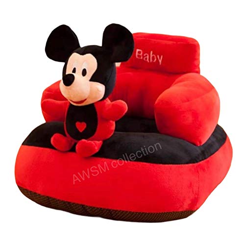 Image of Baby Soft Plush Cushion Baby Sofa Seat Or Rocking Chair for Kids(Use for Baby 0 to 2 Years)-Red and Black(Made in India)