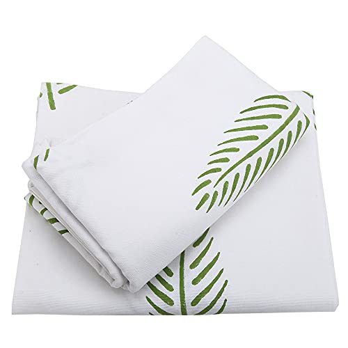 Image of LINENWALAS Cotton Curtains for Door Set of 2, Linen Textured Doors Curtains for Home Decor, Hangs Elegantly with Back Loops (4.5ft x 8.5 ft, Green Leaf), Grommets