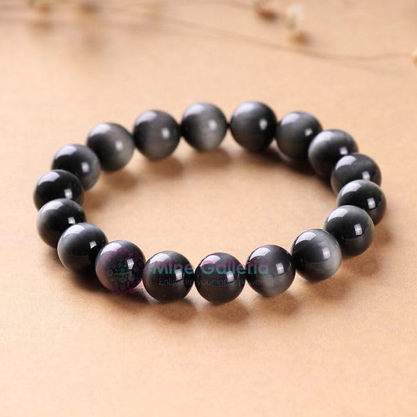Natural Cat’s Eye Stone Bracelet Lehsunia 10mm Adjustable Unisex Gemstone Jewelry for Awareness Focus Balance Mindfulness Daily Wear Minimalist Gift for Men and Women