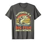 Fishing-Shirt Happiness is Big Fish & Witness Funny Bass Dad T-Shirt