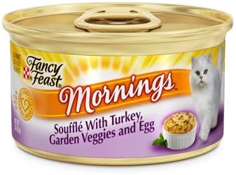 Fancy Feast Mornings Souffle with Turkey, Garden Veggies & Egg Gourmet Cat Food, Case of 24
