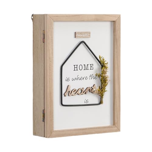 Nicear - Armario Organizador de Llaves con 6 Ganchos | Caja de Madera Rustica Estilo Granja | Decorativo para Entrada, Pasillo y Oficina