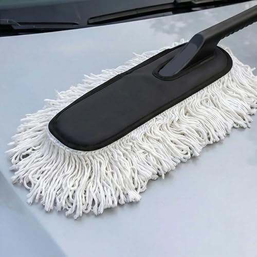 Image of Auto Hub Microfiber Car Duster with Long Handle - Lint-Free, Scratch-Free Car Cleaner Brush, Paraffin Wax Coated, Car Cleaning Brush for Exterior - Car & Bike, Storage Bag