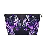 Bolsa de maquillaje de tigre blanco con patrón morado, bonita bolsa de