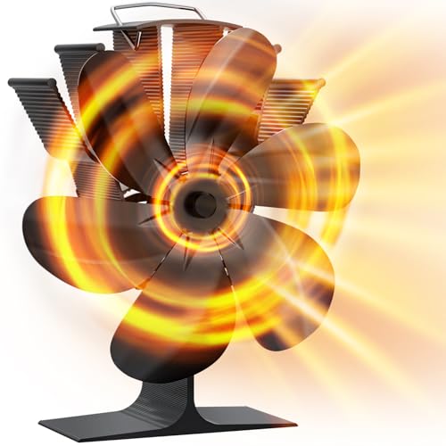 DZKKIUR Kaminventilator ohne Strom–Ofenventilator 6 Flügel, Wärmebetriebener stromloser Ventilator für Ofen, Kamin & Holzöfen, leiser Kamin Ventilator DZKKIUR Kaminventilator ohne Strom–Ofenventilator 6 Flügel, Wärmebetriebener stromloser Ventilator für Ofen, Kamin & Holzöfen, leiser Kamin Ventilator