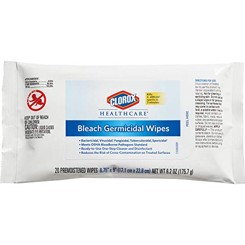 Clorox Healthcare Bleach Germicidal Wipes, 20 Count Soft Pack (31469),White #TOP19