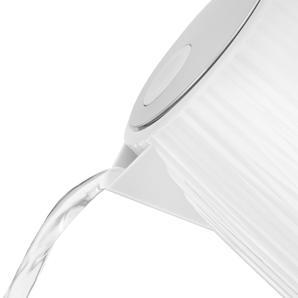 Russell Hobbs Hervidor de Agua Eléctrico, para agua caliente, té o café, 1,7 l, tapa apertura por presión, filtro extraíble y lavable, detalles cromados, blanco, 2400 W, Eden 27360-70