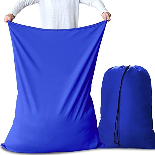 AiQInu Large Laundry Bags, Laundry Bag with Cord Closure, Foldable Laundry Bag for Dormitory and Travel Laundry Room, 70 x 115 cm, Pack of 2, Blue