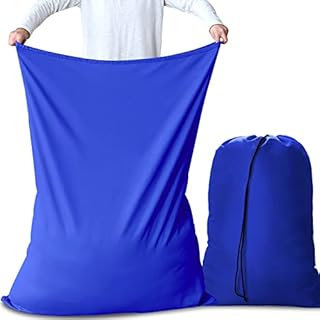 AiQInu Large Laundry Bags, Laundry Bag with Cord Closure, Foldable Laundry Bag for Dormitory and Travel Laundry Room, 70 x 115 cm, Pack of 2, Blue