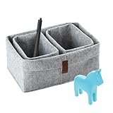 BESPORTBLE Filz Aufbewahrungskorb Kleiner Desktop Organizer Formstabiler Filzkorb in Grau Platzsparend für Schreibtisch und Büro 3 Stück 2 Stück Klein