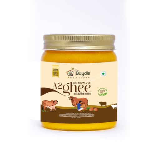 Image of The Bagdis Organic A2 Gir Cow Cultured Ghee - 200 ml | Hand-Churned Cultured Bilona Ghee | Grass-Fed, 100% Pure & Natural, High Smoke Point, | Glyphosate Free