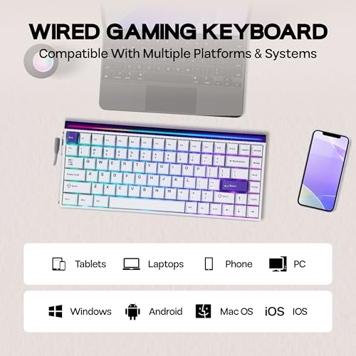 Image of MechLands Aula Hero84 HE Wired Magnetic Gaming Keyboard, Rapid Hall Effect Keyboard with 0.01mm Adjustable Actuation, 8kHz Polling, 5-Layer Sound Dampening, RGB Lightbox & Backlit (White Purple)