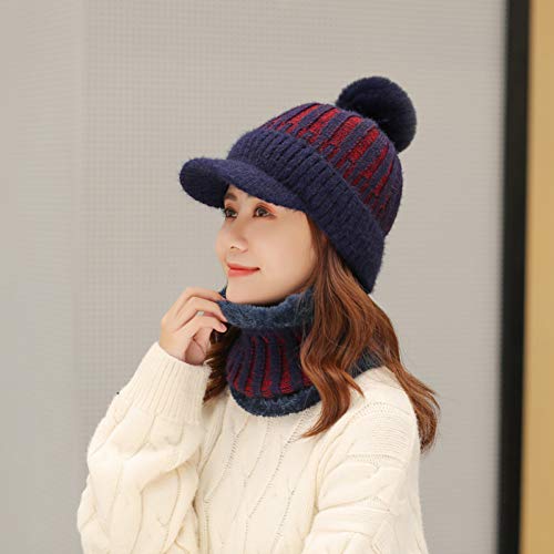 Bonnet tricoté femme avec foulard assorti en coton doux pour l'hiver