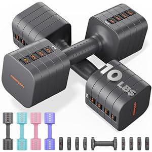 FEIERDUN 5-in-1 Adjustable Dumbbell Set of 2, 12LBS/20LBS Hand Weights for Women, 1s-Adjust Dual-Stable Dumbbell Set for Women Home Gym & Outdoor