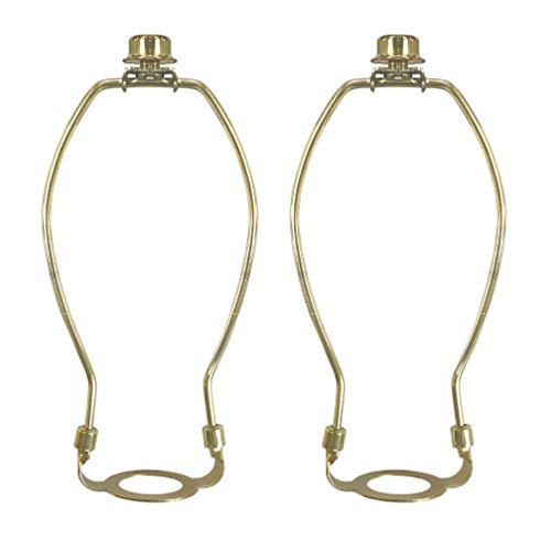 Royal Designs Heavy Duty E26 UNO Socket Lamp Harp Polished Brass 9 inch, Set of 2