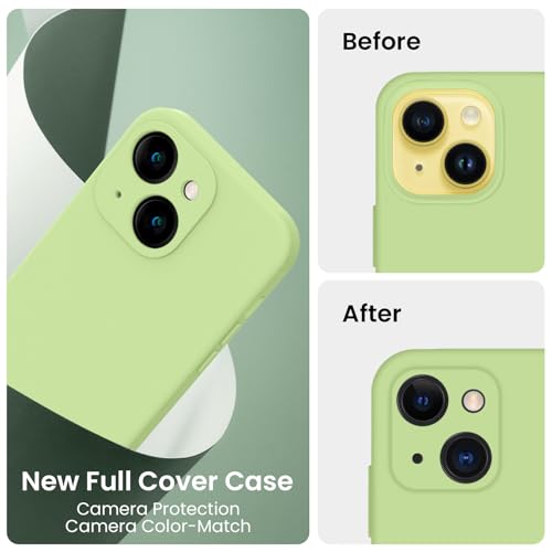 Image of FireNova Designed for iPhone 14 Case, Silicone Upgraded [Camera Protection] Phone Case, Soft Anti-Scratch Microfiber Lining Inside, 6.1 inch, Tea Green